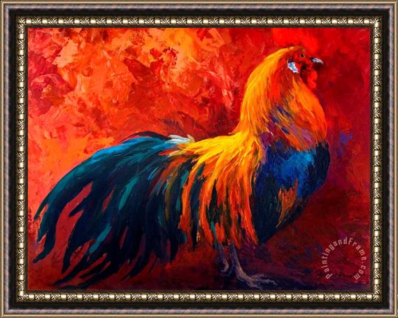 Marion Rose Strutting His Stuff - Rooster Framed Painting