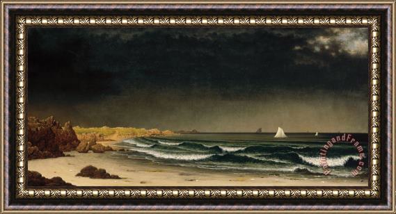 Martin Johnson Heade Approaching Storm Beach Near Newport Framed Painting