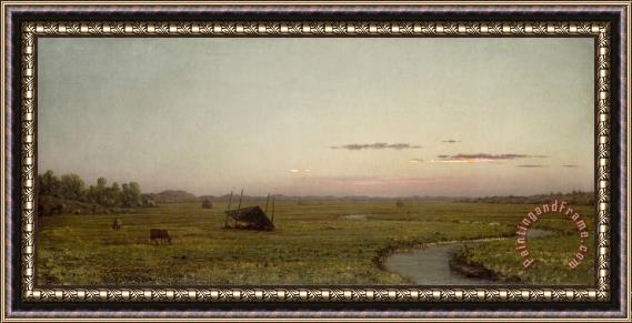 Martin Johnson Heade Winding River, Sunset, C. 1863 Framed Painting
