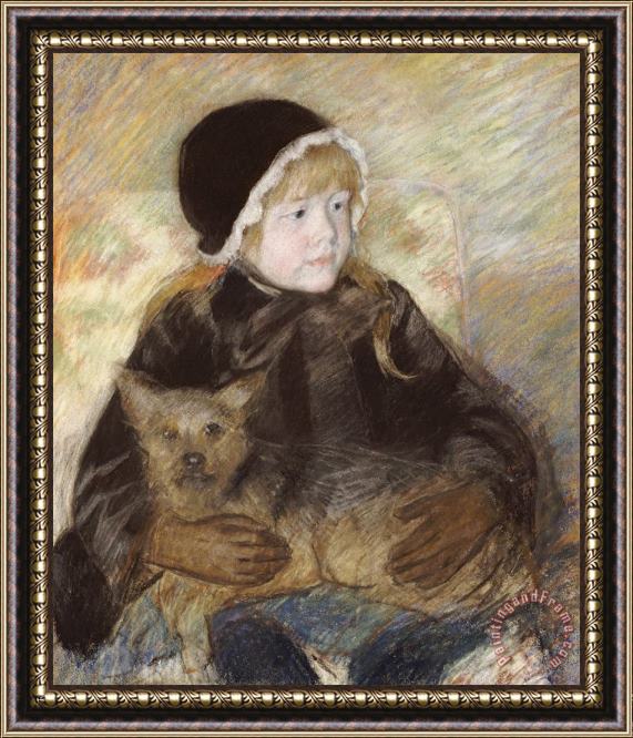 Mary Cassatt Elsie Cassat Holding a Big Dog Framed Painting