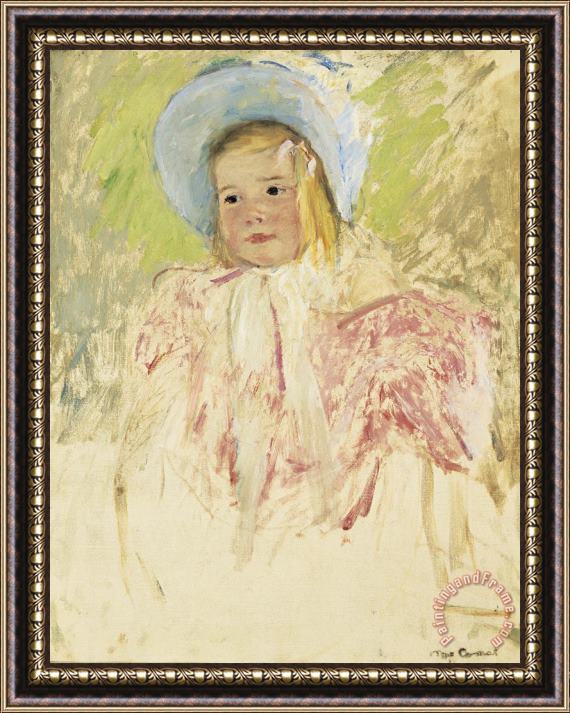 Mary Cassatt Simone in a Blue Bonnet (no. 1) Framed Painting