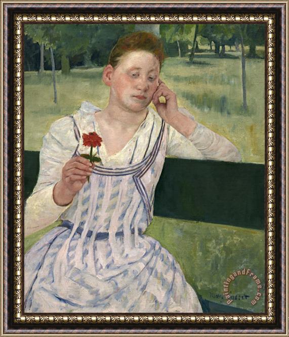 Mary Cassatt Woman with a Red Zinnia Framed Painting