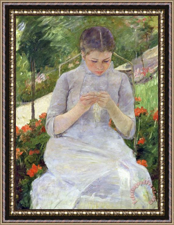 Mary Cassatt Young Woman Sewing in The Garden Framed Painting