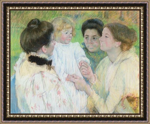 Mary Stevenson Cassatt Women Admiring a Child Framed Painting