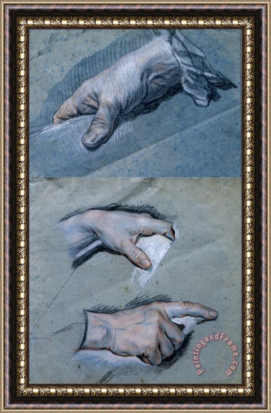 Maurice-Quentin de La Tour Study of The Hands of a Man Framed Print