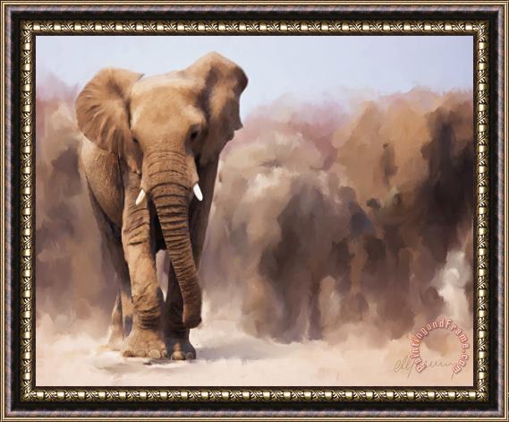 Michael Greenaway Elephant Painting Framed Print