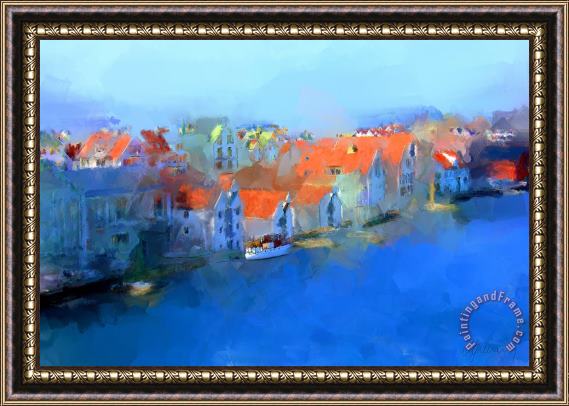 Michael Greenaway Haugesund Harbour Norway Framed Painting