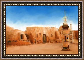 Pinocchio Wishes Upon a Star Framed Paintings - Star Wars Film Set Tatooine Tunisia by Michael Greenaway