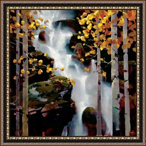 The Waterfall Framed Paintings - Waterfall by Michael O'toole