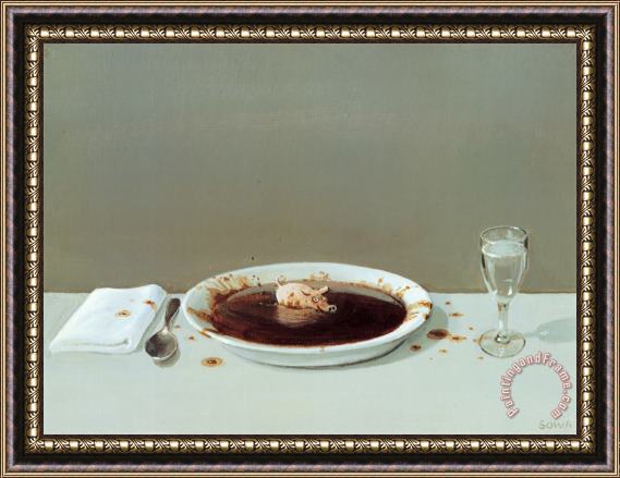 Michael Sowa Pig in Soup Framed Print