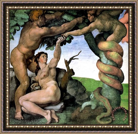 Michelangelo Buonarroti Adam And Eve 1512 Framed Print