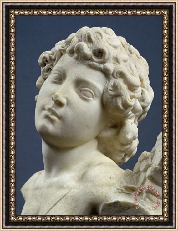Michelangelo Buonarroti Head From The Manhattan Cupid C 1494 96 Framed Painting
