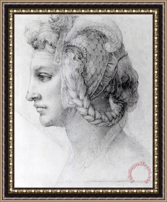 Michelangelo Buonarroti Ideal Head of a Woman C 1525 28 Framed Painting