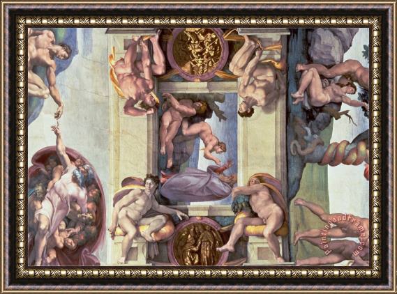 Michelangelo Buonarroti Sistine Chapel Ceiling The Creation of Eve 1510 Framed Painting