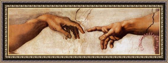 Michelangelo Buonarroti The Creation of Adam C 1510 Detail Framed Painting