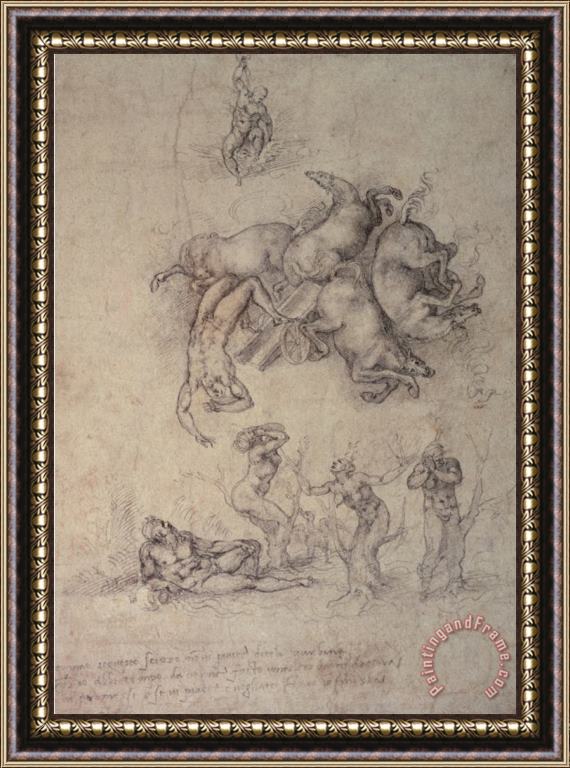 Michelangelo Buonarroti The Fall of Phaethon 1533 Framed Print