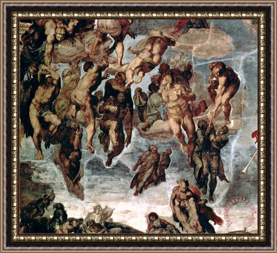 Michelangelo Buonarroti The Righteous Drawn Up to Heaven Detail From The Last Judgement Framed Print