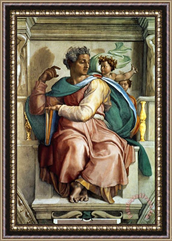 Michelangelo Buonarroti The Sistine Chapel Ceiling Frescos After Restoration The Prophet Isaiah Framed Print