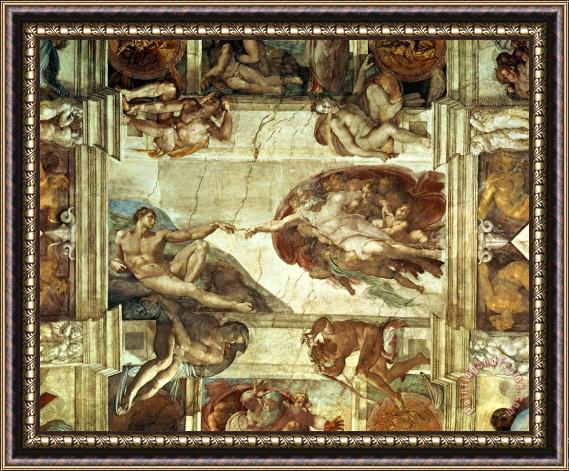 Michelangelo The Creation of Adam Framed Print