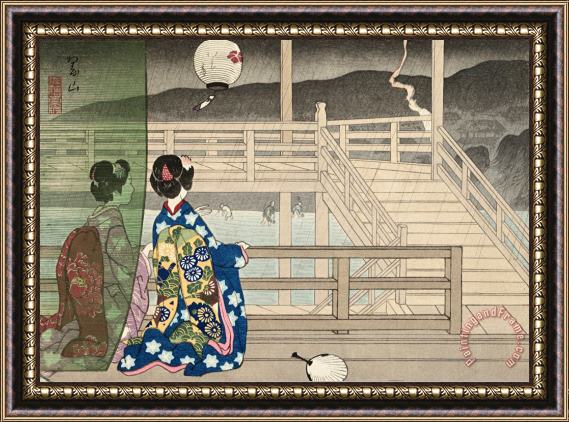 Miki Suizan Shower on The Kamo River Framed Painting