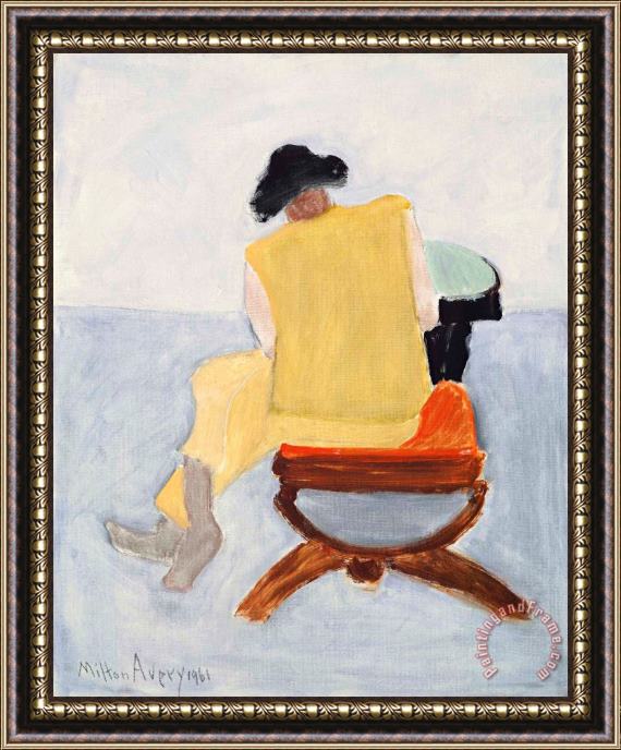 Milton Avery Girl on Red Stool, 1961 Framed Painting
