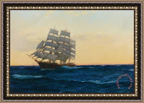 Montague Dawson Sunset at Sea Framed Print