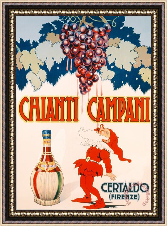 Necchi Poster Advertising Chianti Campani Framed Painting