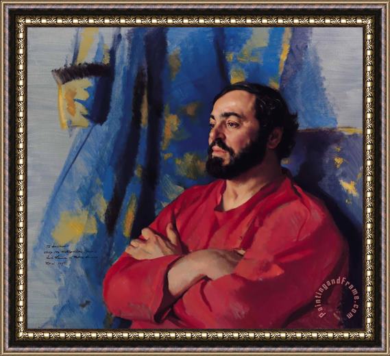 Nelson Shanks Luciano Pavarotti Framed Painting