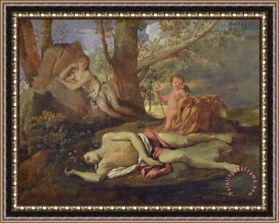Nicolas Poussin Echo and Narcissus Framed Print