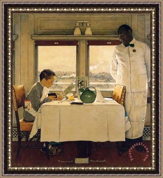 Norman Rockwell Boy in a Dining Car 1947 Framed Print