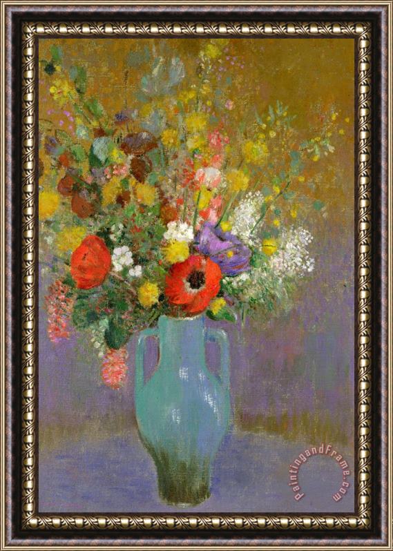 Odilon Redon Bouquet Of Wild Flowers Framed Painting