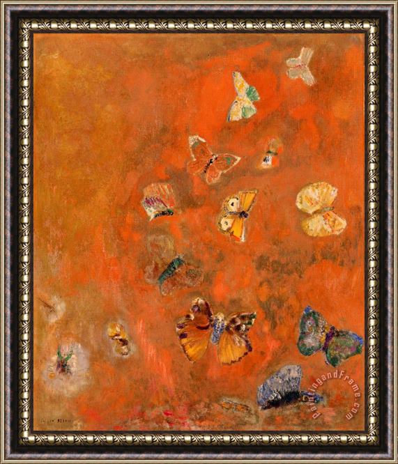 Odilon Redon Evocation of Butterflies Framed Painting