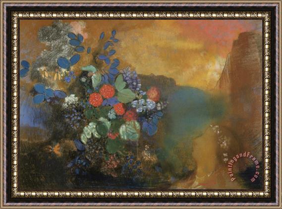 Odilon Redon Ophelia Among The Flowers Framed Painting