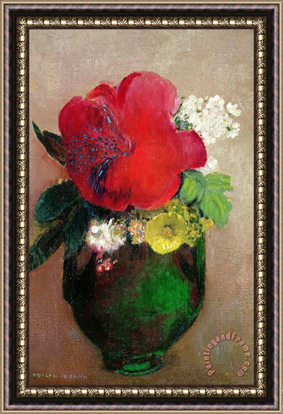 Odilon Redon The Red Poppy Framed Painting