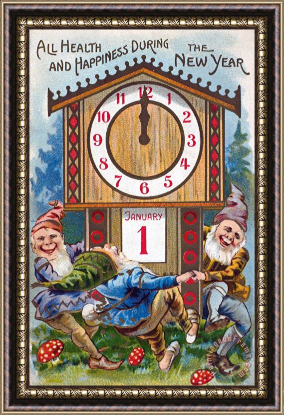Others American New Years Card Framed Painting