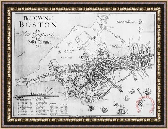 Others Boston Map, 1722 Framed Print