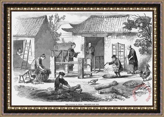 Others China: Silk Industry, 1857 Framed Painting
