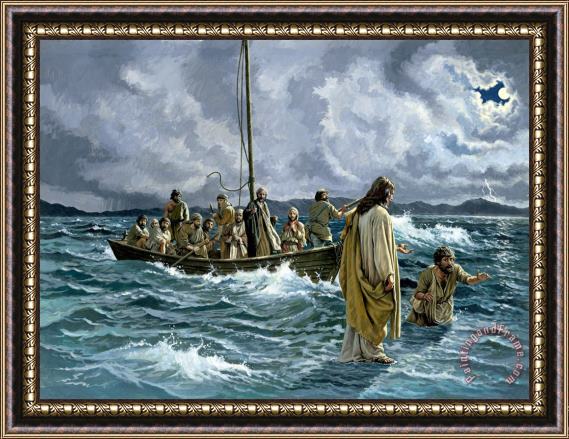 Others Christ walking on the Sea of Galilee Framed Painting