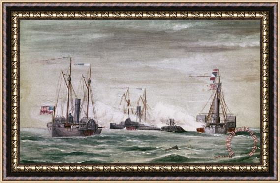 Others Civil War: Naval Battle Framed Painting