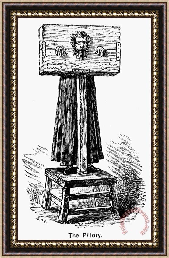 Others Colonial Pillory Framed Painting