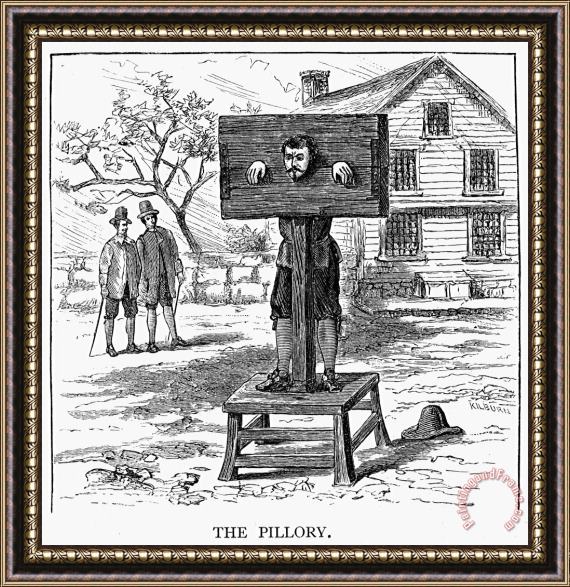 Others Colonial Pillory Framed Painting