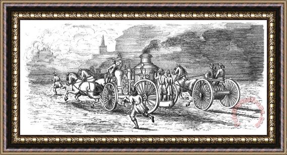 Others FIRE ENGINE, 19th CENTURY Framed Painting