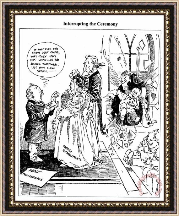 Others League Of Nations Cartoon Framed Painting