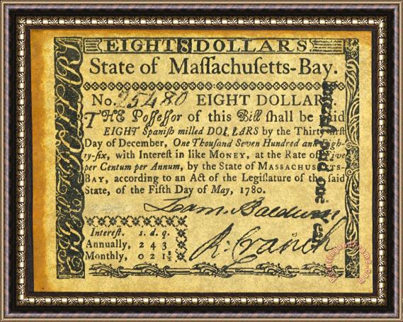 Others Massachusetts Banknote Framed Print