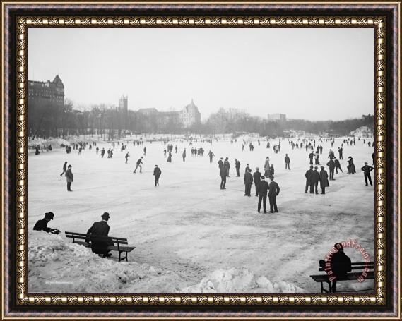 Others Skating In Central Park Framed Painting