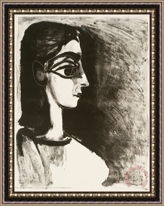 Pablo Picasso Buste De Profil (portrait of Jacqueline) Framed Painting