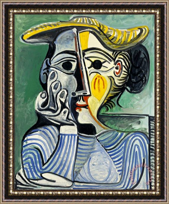 Pablo Picasso Femme Au Chignon Et Au Chapeau Framed Painting
