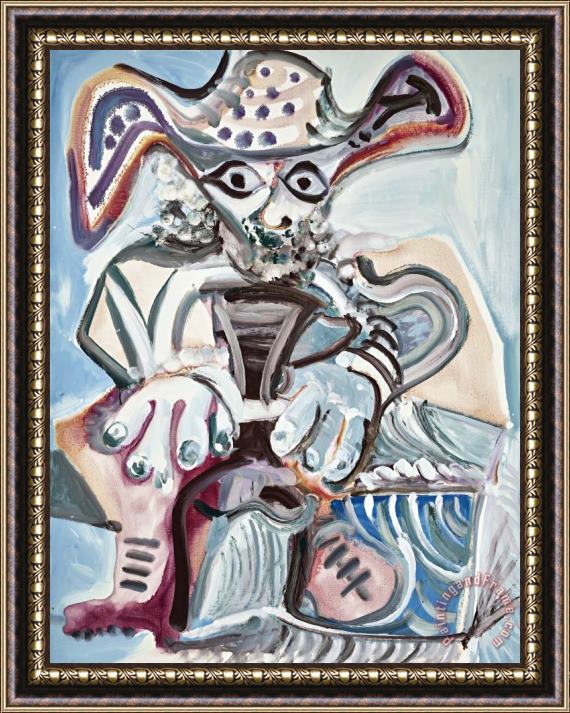 Pablo Picasso Homme Au Chapeau Assis Framed Painting