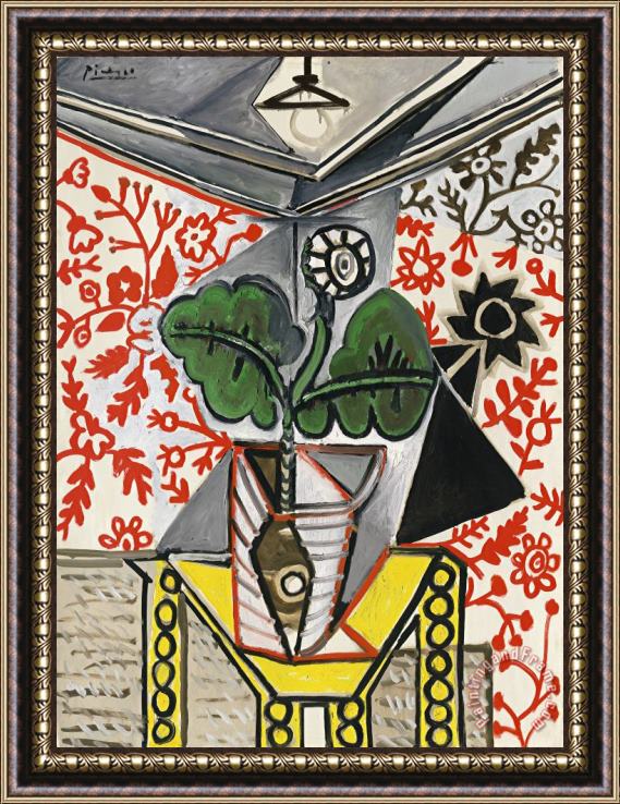 Pablo Picasso Interieur Au Pot De Fleurs Framed Painting