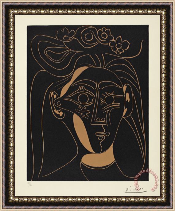 Pablo Picasso Jacqueline Au Chapeau a Fleurs Framed Painting